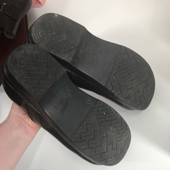 DANSKO Professional Clog Black Patent Multicolor Maroon Stripe Slip On 41 10.5 - Picture 8 of 10